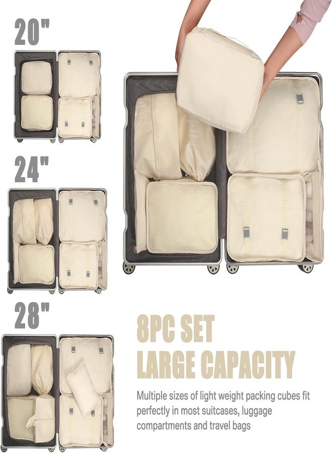 SHRBI Packing Cubes Clothes Storage Bag And Cube Wash Toiletry Storage Purpose Pouch Travelling Bag Kit With Double Zipper, Handle, Laundry Bag, Clothing Bag, Shoe Bag (Beige) - Image 2